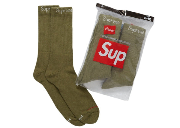 Chaussettes Supreme x Hanes Crew (lot de 2) « Olive » 