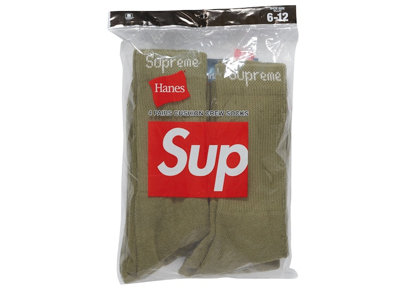 Chaussettes Supreme x Hanes Crew (lot de 2) « Olive » 