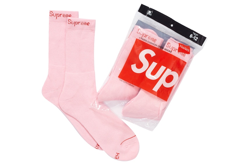 Chaussettes Supreme Hanes Crew (lot de 2) Rose