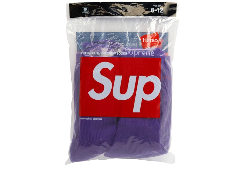 Chaussettes Supreme Hanes Crew (lot de 2) violettes