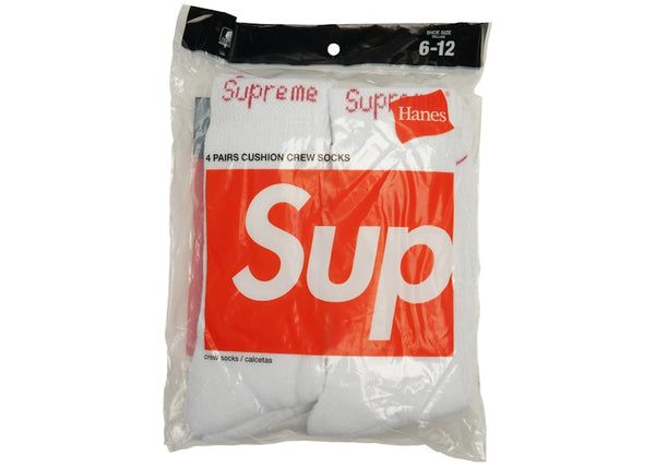 Chaussettes Supreme Hanes Crew (lot de 2) blanches