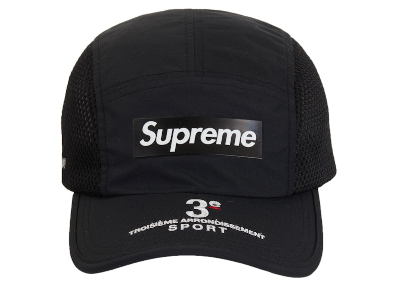 Casquette de camping à empiècements latéraux en maille suprême (SS24) noire
