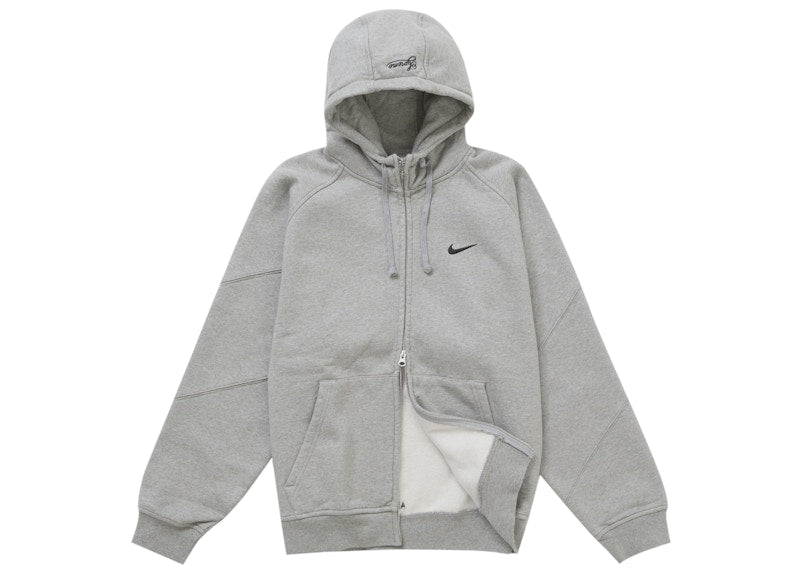 Supreme Nike Zip Up Hooded Sweatshirt Heather Grey