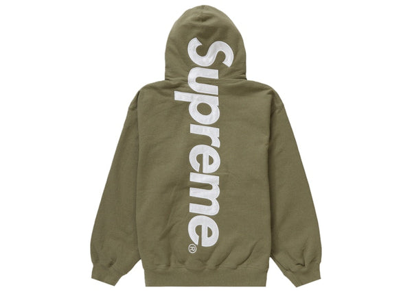 Sweat-shirt à capuche avec appliqués en satin Supreme (AH23) Olive clair
