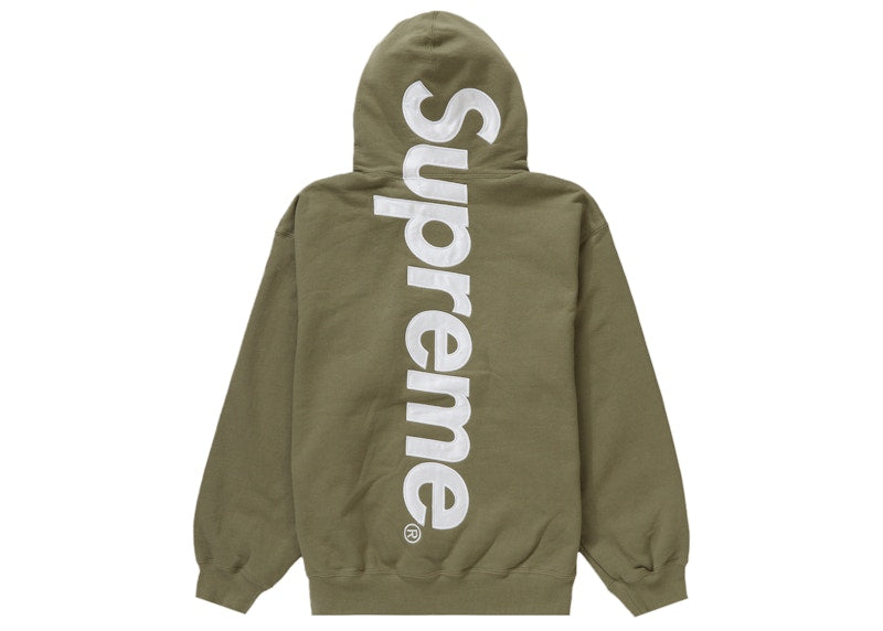 Sweat-shirt à capuche avec appliqués en satin Supreme (AH23) Olive clair