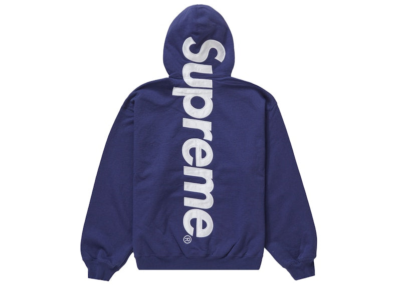Sweat à capuche Supreme Satin Appliqué (AH23) Bleu marine délavé
