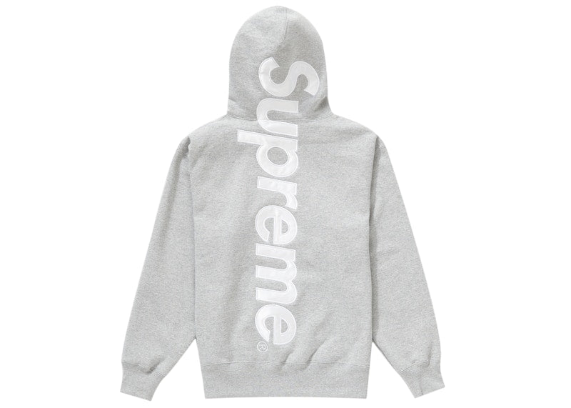 Supreme Satin-Applikation Kapuzensweatshirt Heather Grey 