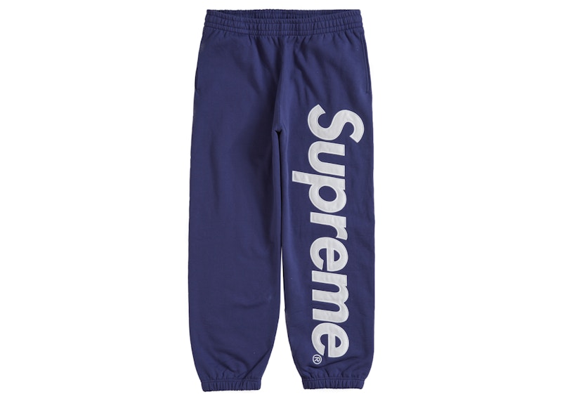 Pantalon de survêtement Supreme Satin Appliqué (AH23) Bleu marine délavé 