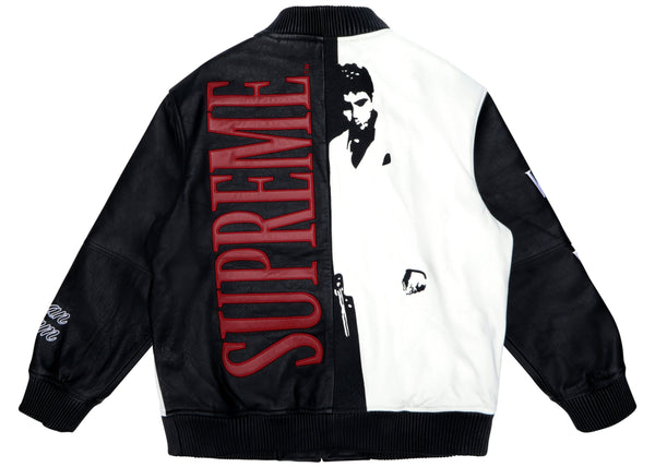 Veste en cuir brodée Supreme Scarface noire 