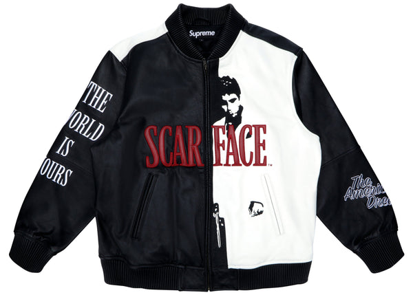 Veste en cuir brodée Supreme Scarface noire 