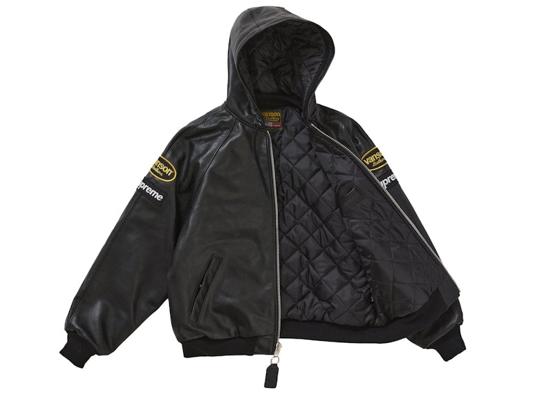 Supreme Vanson Leathers Hooded Work Jacket Black