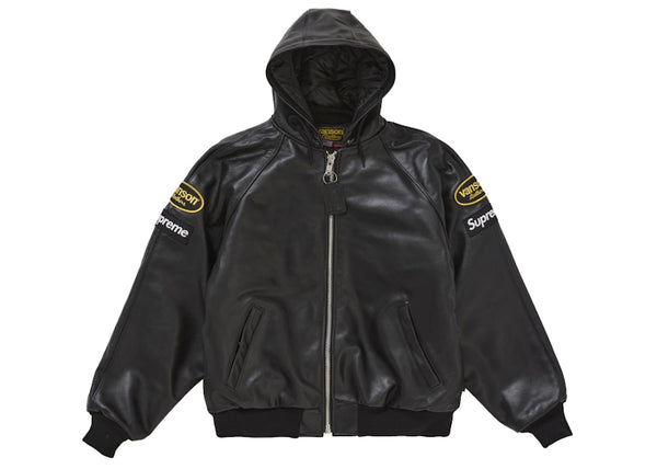 Supreme Vanson Leathers Hooded Work Jacket Black