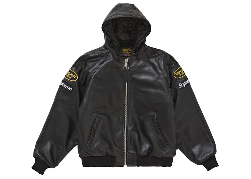 Supreme Vanson Leathers Hooded Work Jacket Black