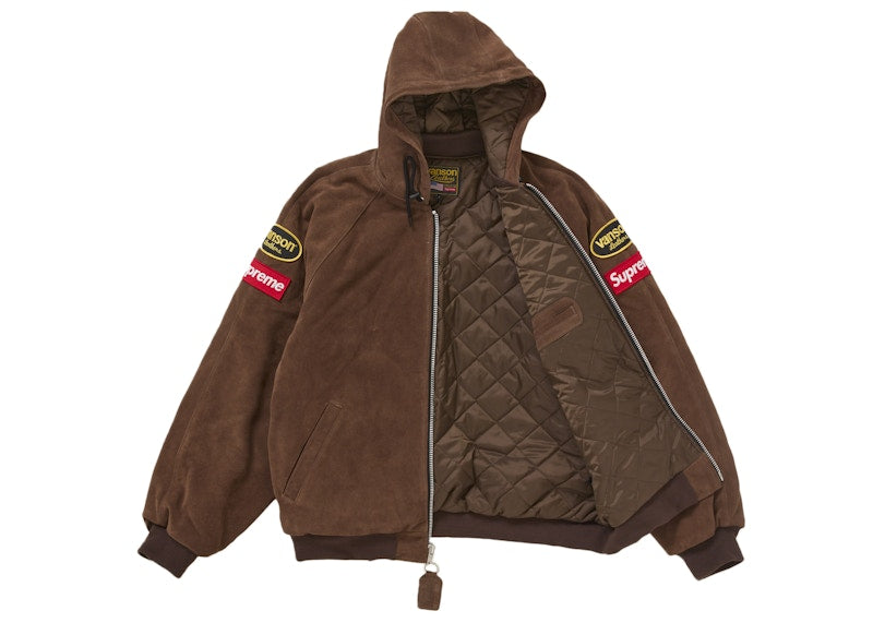 Supreme Vanson Leathers Hooded Work Jacket Suede
