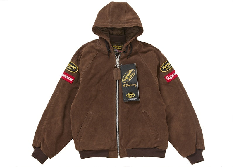 Supreme Vanson Leathers Hooded Work Jacket Suede