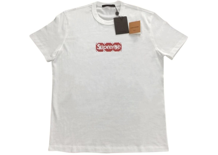 T-shirt blanc à logo Supreme x Louis Vuitton