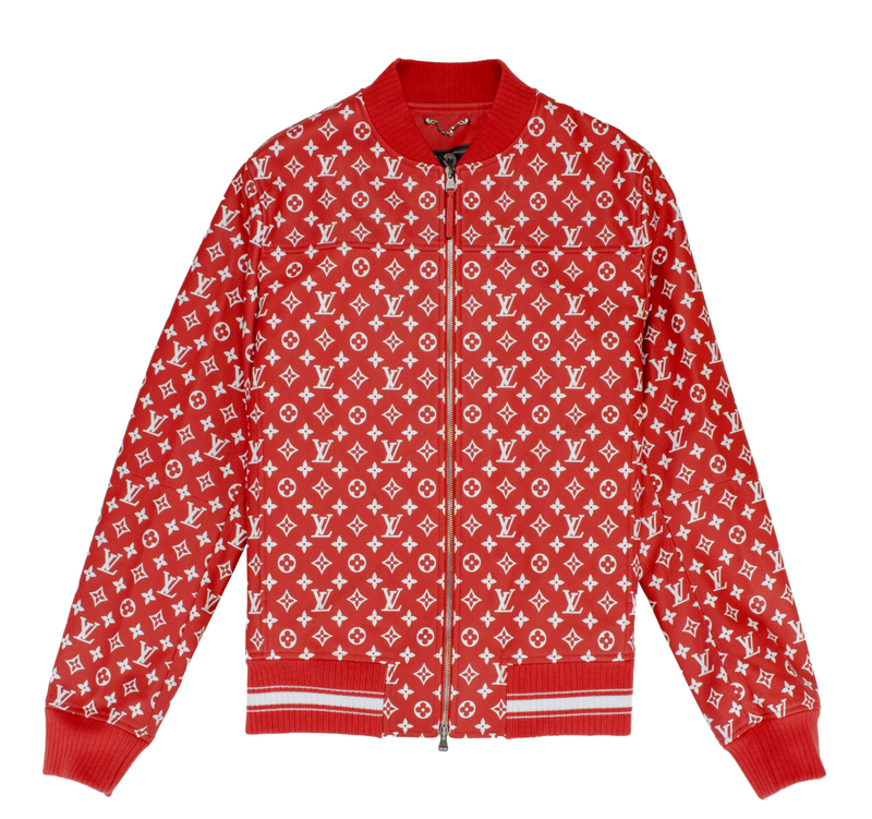 Veste de baseball en cuir Supreme x Louis Vuitton rouge