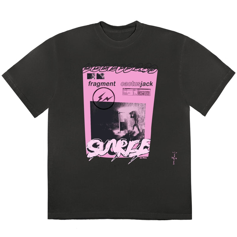 T-shirt Travis Scott Cactus Jack pour Fragment Pink Sunrise noir délavé