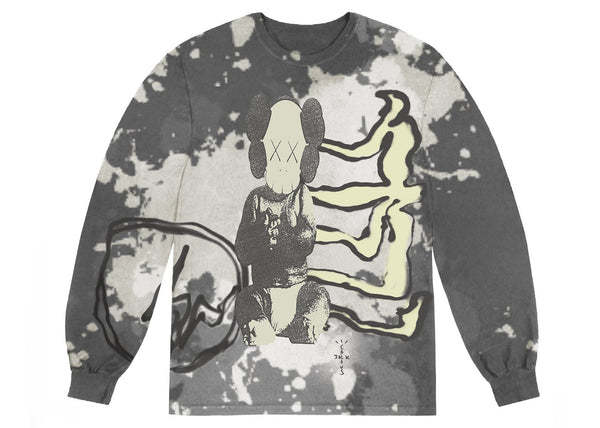T-shirt à manches longues Travis Scott Cactus Jack + Kaws pour Fragment, gris multicolore