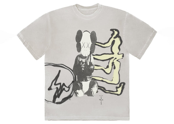 T-shirt Travis Scott Cactus Jack + Kaws For Fragment Jaune vieilli