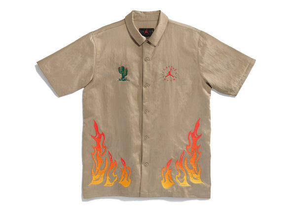 Chemise boutonnée Travis Scott Cactus Jack x Jordan Kaki/Rouge université