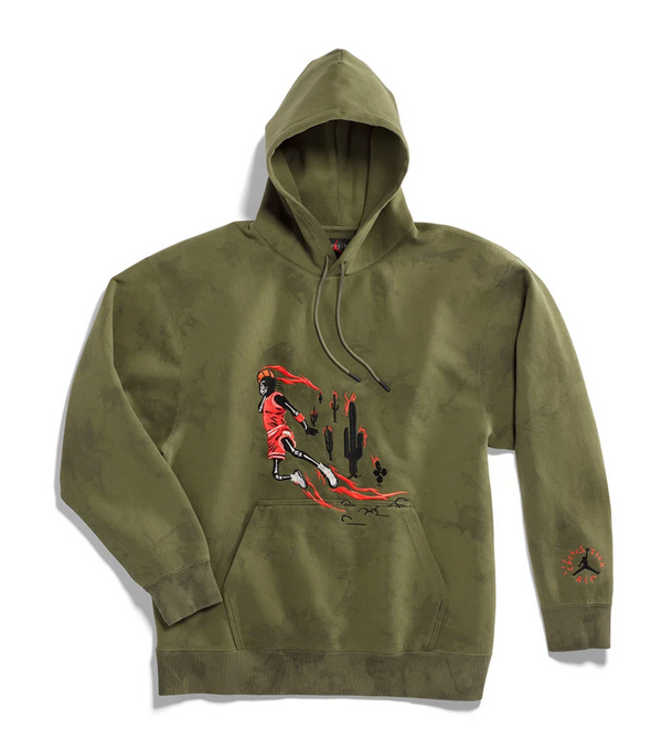 Sweat à capuche en daim délavé Travis Scott Jordan Olive
