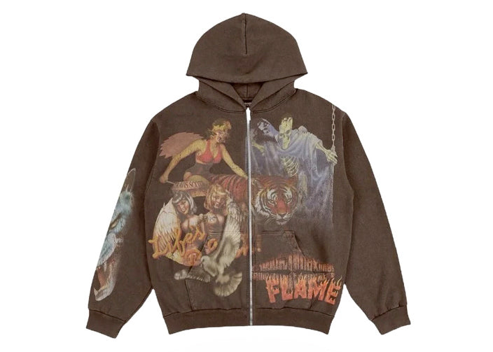 Sweat à capuche zippé Travis Scott Utopia Circus Maximus Tour 2023 Marron 
