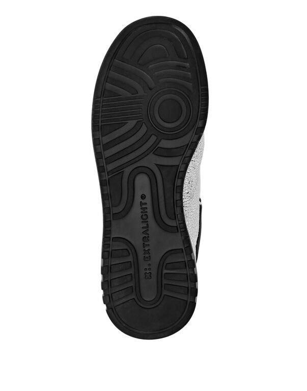 Baskets basses en cuir Philipp Plein Moon Walker Blanc Noir