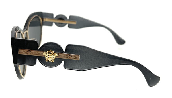 Lunettes de soleil œil de chat Versace transparentes gris foncé