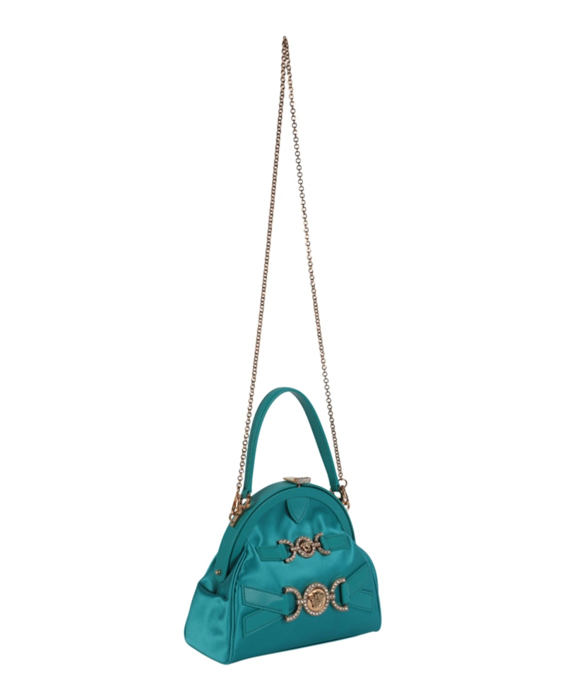 Sac à main Versace Crystal Medusa '95 en satin vert glacier