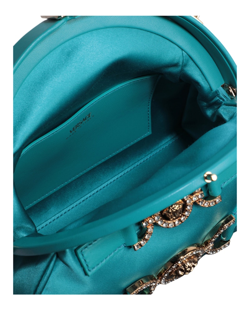 Sac à main Versace Crystal Medusa '95 en satin vert glacier