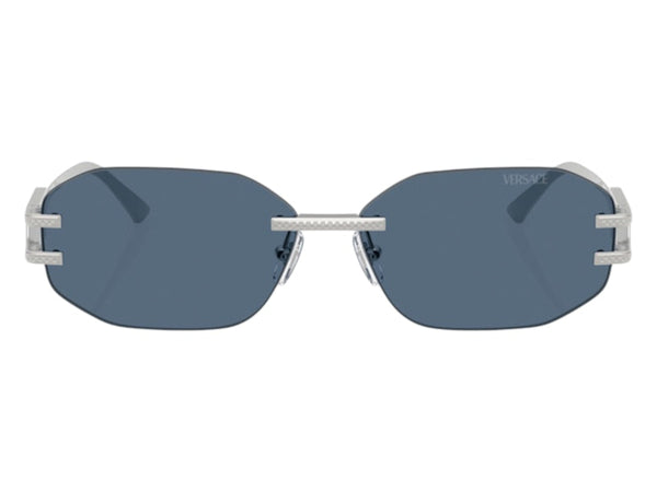 Lunettes de soleil géométriques Versace bleu foncé argenté