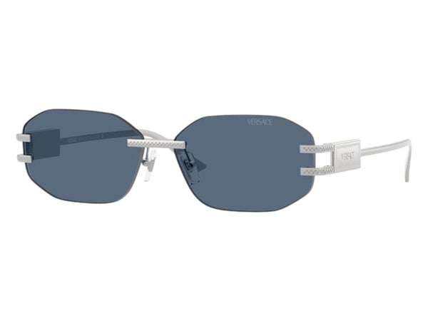 Lunettes de soleil géométriques Versace bleu foncé argenté
