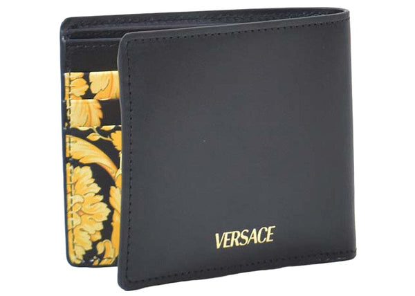 Versace Medusa Logo Barocco Print Portefeuille à deux volets Noir/Glod