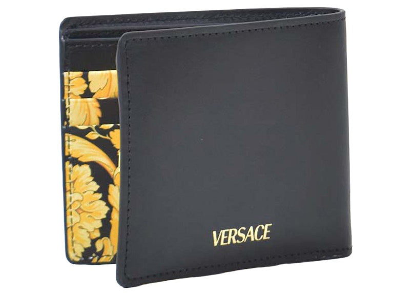 Versace Medusa Logo Barocco Print Portefeuille à deux volets Noir/Glod