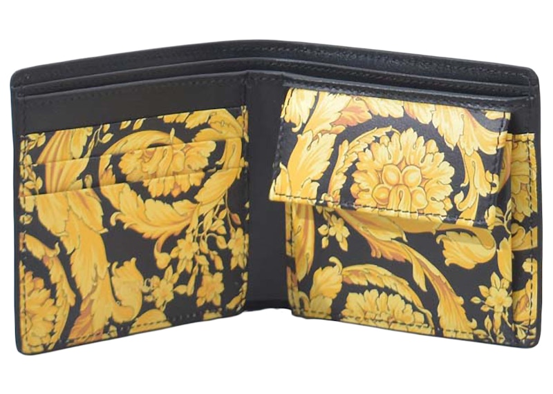 Versace Medusa Logo Barocco Print Portefeuille à deux volets Noir/Glod