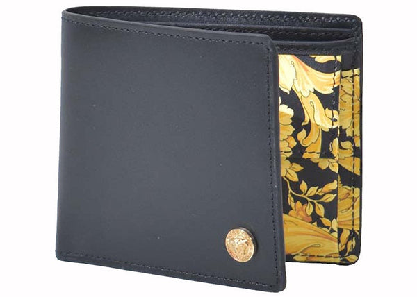 Versace Medusa Logo Barocco Print Portefeuille à deux volets Noir/Glod