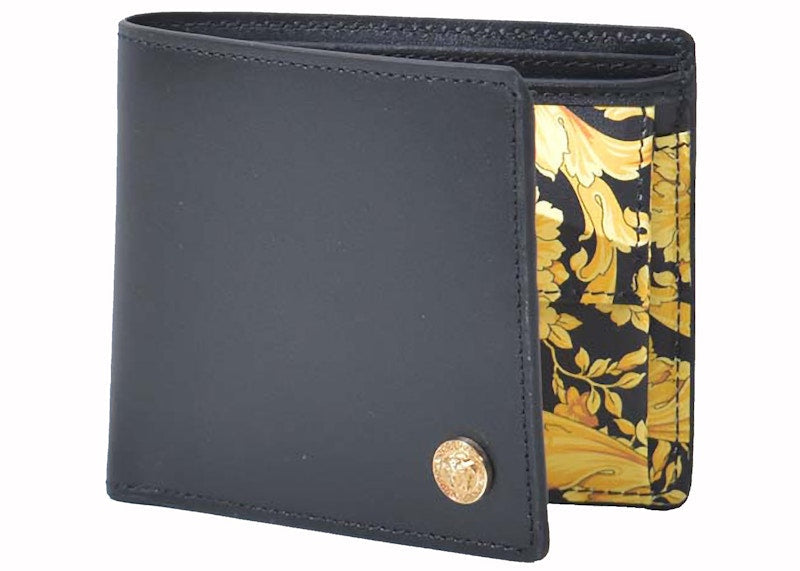 Versace Medusa Logo Barocco Print Portefeuille à deux volets Noir/Glod