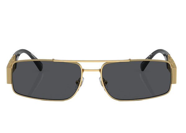 Lunettes de soleil rectangulaires Versace avec logo Runway dorées