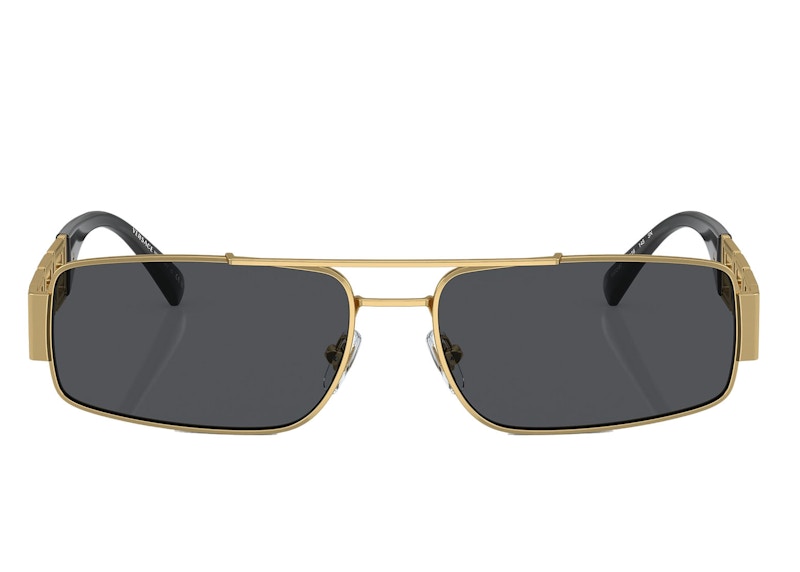 Lunettes de soleil rectangulaires Versace avec logo Runway dorées