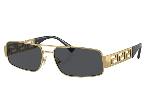 Lunettes de soleil rectangulaires Versace avec logo Runway dorées