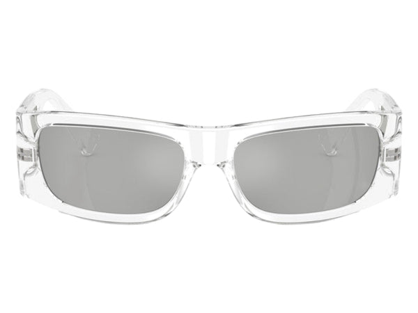 Lunettes de soleil rectangulaires Versace effet miroir argenté argenté transparent
