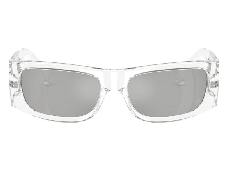 Lunettes de soleil rectangulaires Versace effet miroir argenté argenté transparent