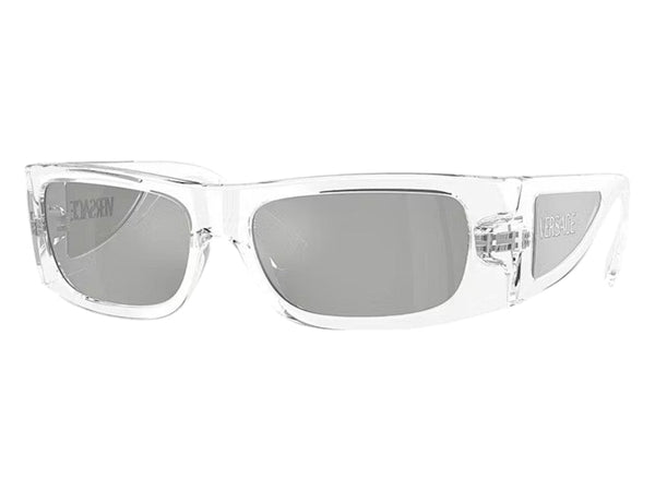 Lunettes de soleil rectangulaires Versace effet miroir argenté argenté transparent