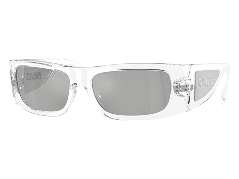 Lunettes de soleil rectangulaires Versace effet miroir argenté argenté transparent
