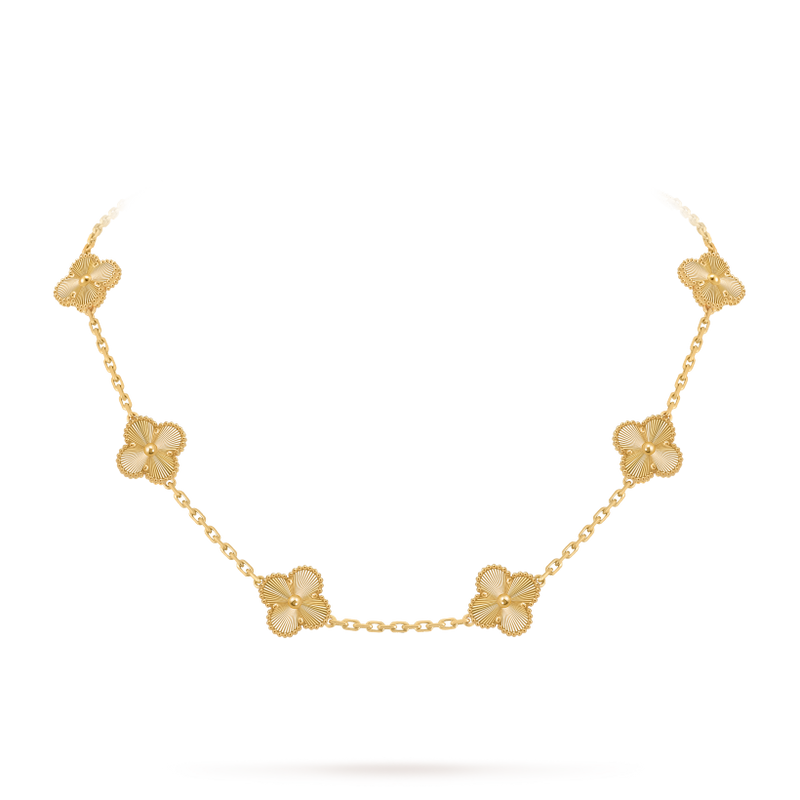 Vintage Alhambra necklace, 10 motifs 18K yellow gold