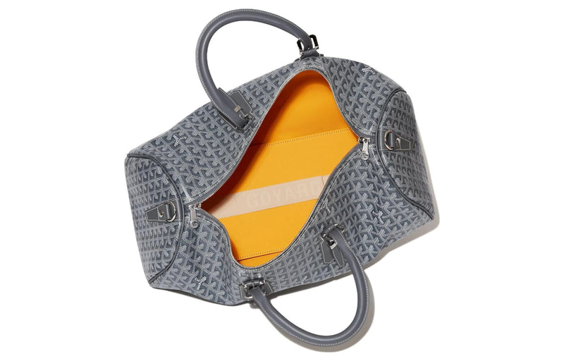 Sac à bandoulière portable en toile et cuir Boston de GOYARD, sac de voyage taille moyenne unisexe gris
