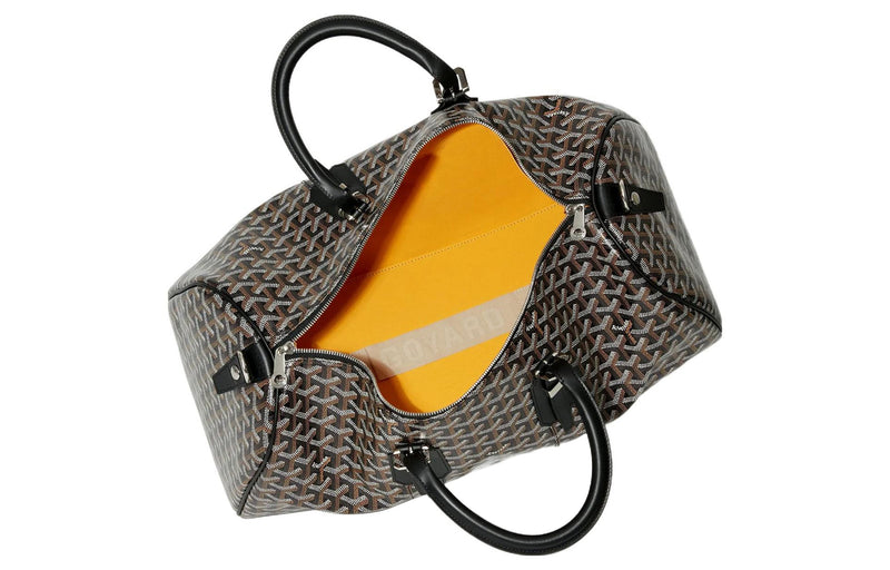 Sac de voyage à bandoulière Goyard Boston en toile et cuir, taille moyenne, unisexe, noir 