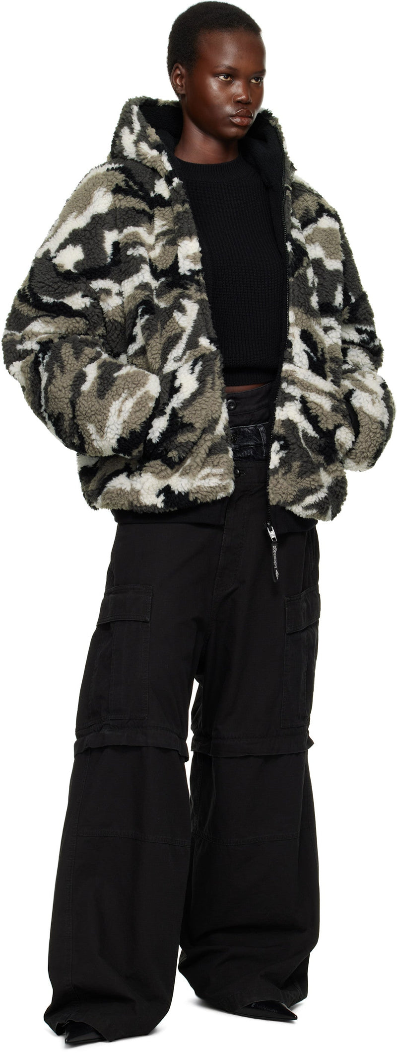 Sweat à capuche zippé Balenciaga Gray Ski en polaire camouflage gris 