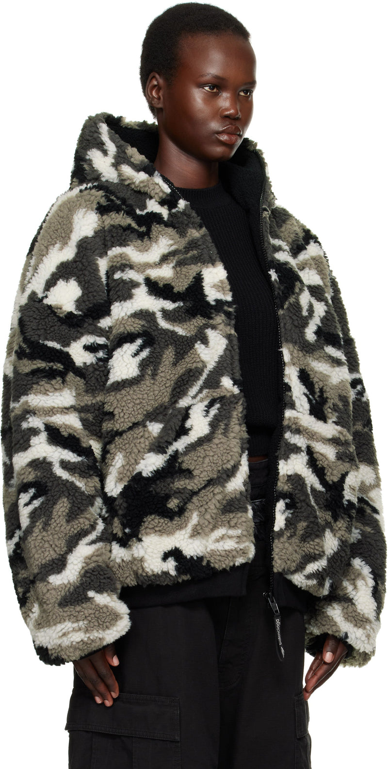 Sweat à capuche zippé Balenciaga Gray Ski en polaire camouflage gris 